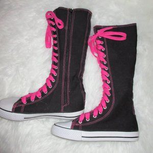 pink knee high converse